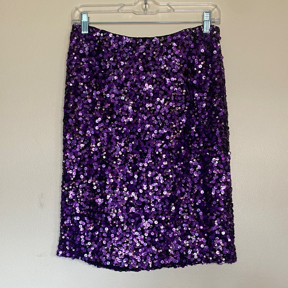 Carlisle Women Skirt Purple Sequin Silk Size 2